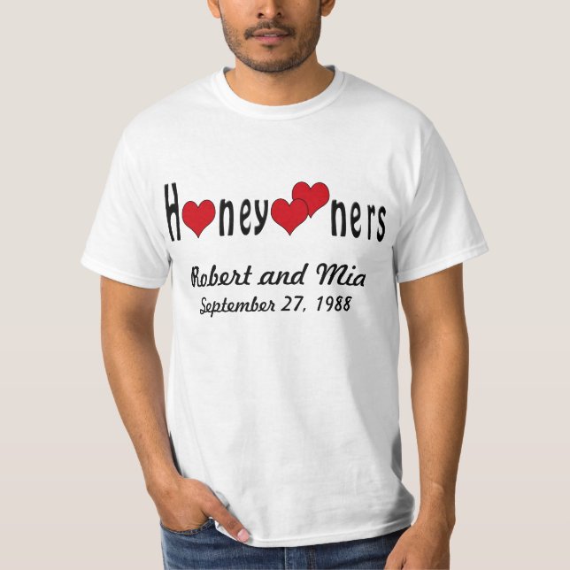 Personalized Honeymooners and Hearts T-Shirt (Front)