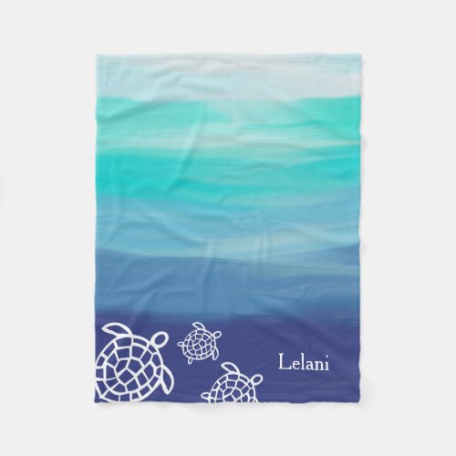 Personalized Honu Sea Turtles Ocean Waters Fleece Blanket