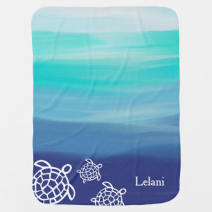 Personalized Honu Sea Turtles Ocean Waters Stroller Blanket