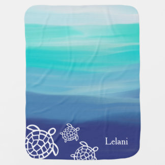 Personalized Honu Sea Turtles Ocean Waters Stroller Blanket