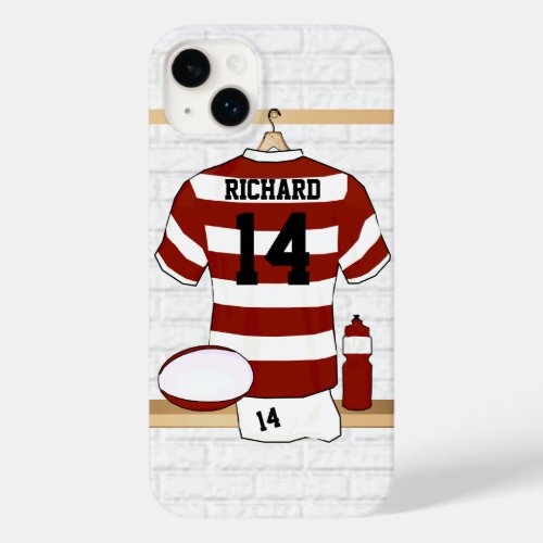 Personalized Hooped Rugby Jersey in Locker Room Case_Mate iPhone 14 Plus Case