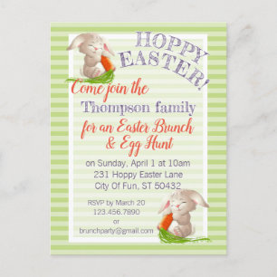 Personalized Hoppy Easter Bunny Egg Hunt Party Holiday Postcard