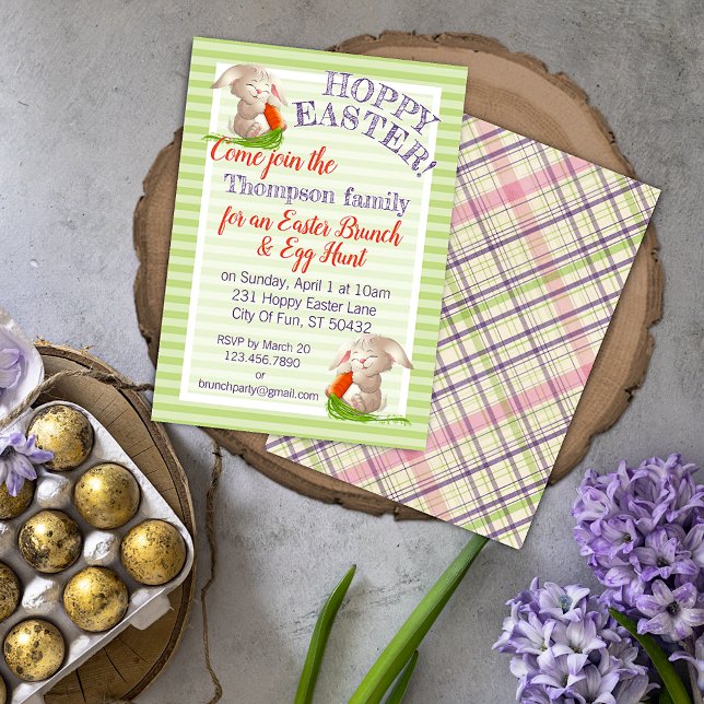 Personalized Hoppy Easter Bunny Egg Hunt Party Invitation (Creator Uploaded)