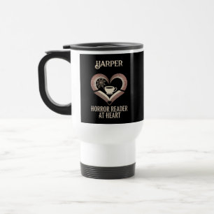 Personalized Horror Reader at Heart Cozy Vintage Travel Mug
