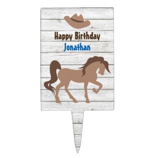 Personalized Horse and Cowboy Hat Western Birthday Cake Topper