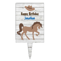 Horse and Girl Cowgirl Personalized Birthday Cake Topper