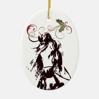 Personalized Horse and Holly Holiday Christmas Ceramic Ornament