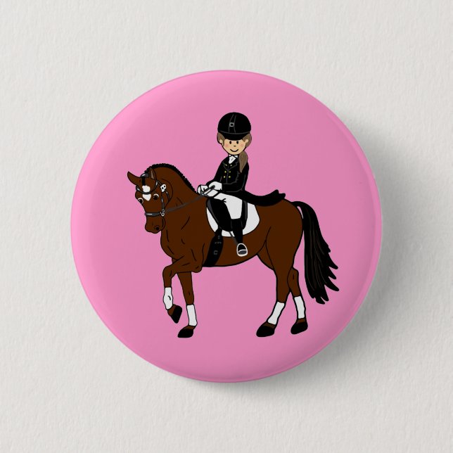 Personalized Horse and Rider Dressage Accessory Button (Front)