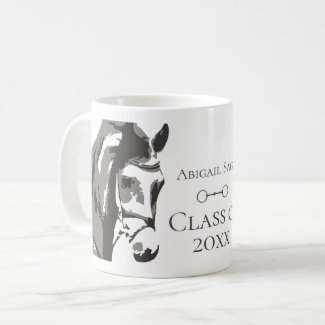 Personalized Horse and Snaffle Bit Grey Graduation Coffee Mug