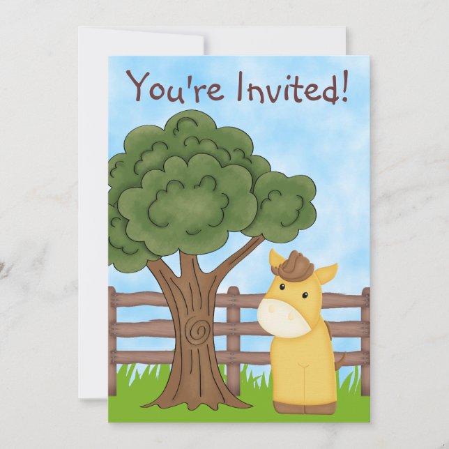 Personalized Horse Birthday Invitation for Boys (Front)