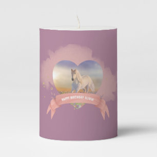 Personalized Horse Birthday Party Pillar Candle