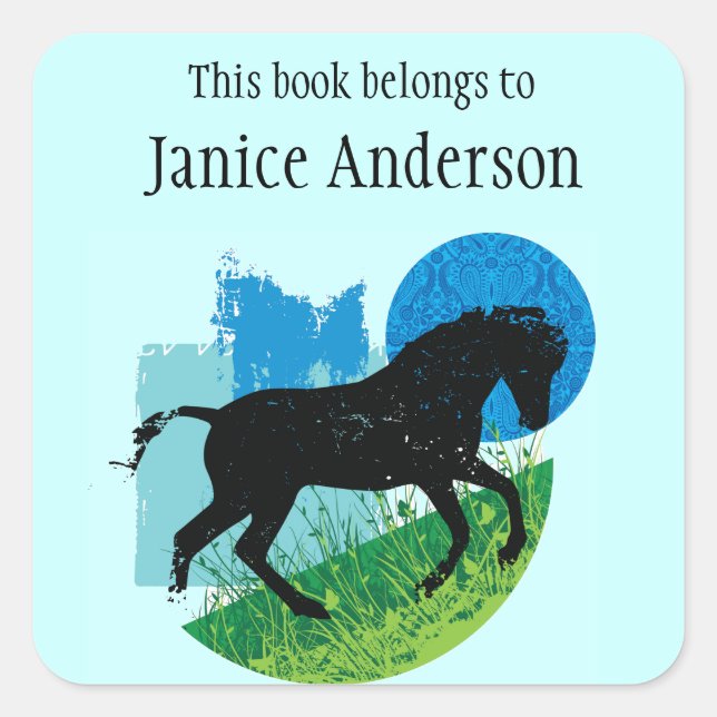 Personalized Horse Bookplate Sticker (Front)