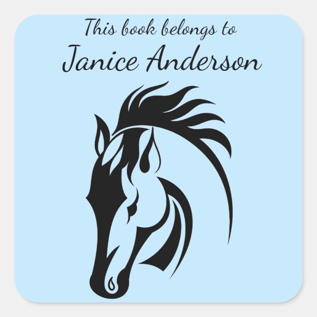 Personalized Horse Bookplate Sticker (Front)