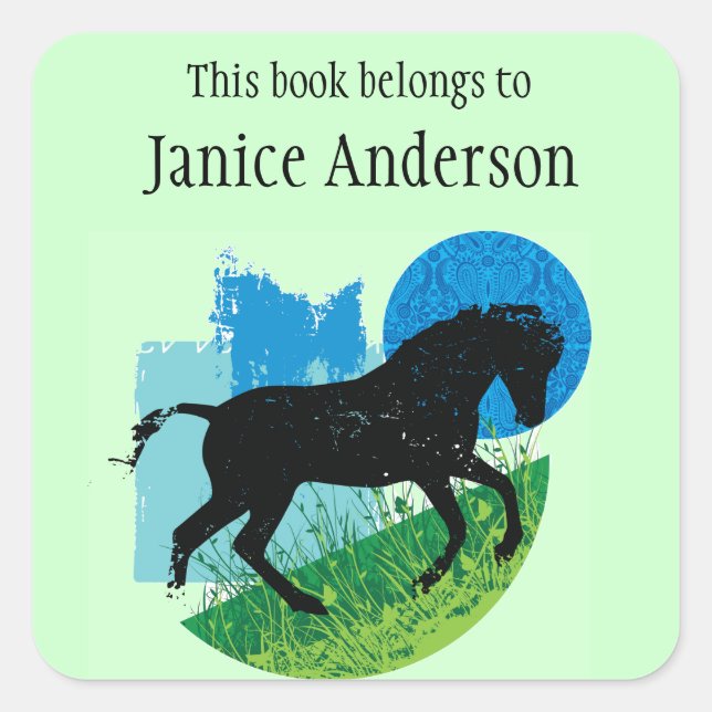 Personalized Horse Bookplate Sticker (Front)