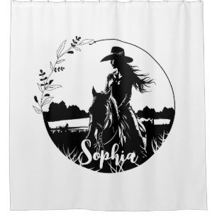 Personalized Horse Cowgirl Western Equestrian Shower Curtain