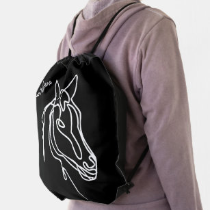 Personalized horse drawing drawstring bag
