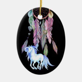 Personalized Horse, Dreamcatcher, Dreams & Wishes Ceramic Ornament