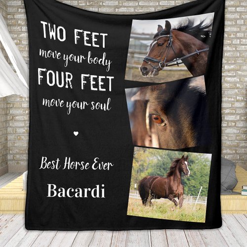 Personalized Horse Equestrian Keepsake 3 Photo Fleece Blanket