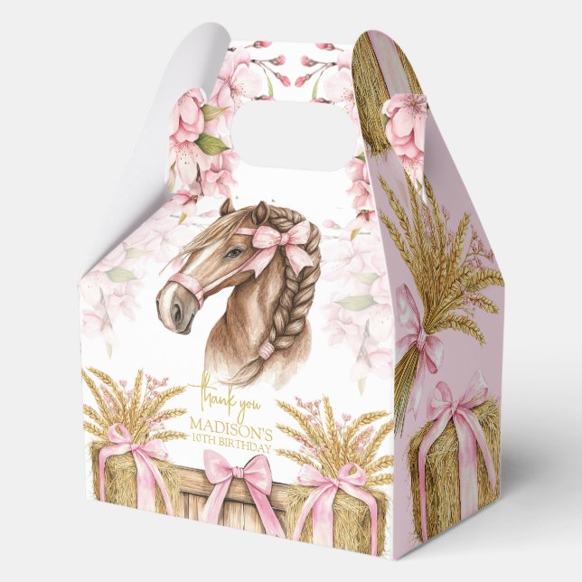 Personalized Horse Gift Girly Blush Pink Favor Boxes (Front)