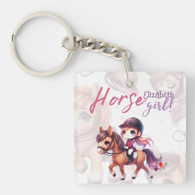 Personalized Horse Girl Dressage Rider Named Keychain (Front)