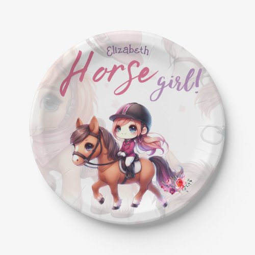 Personalized Horse Girl Dressage Rider Named Paper Plates