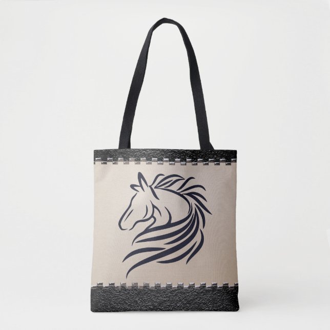 Personalized Horse & Horseshoe Double-sided Tote Bag (Front)