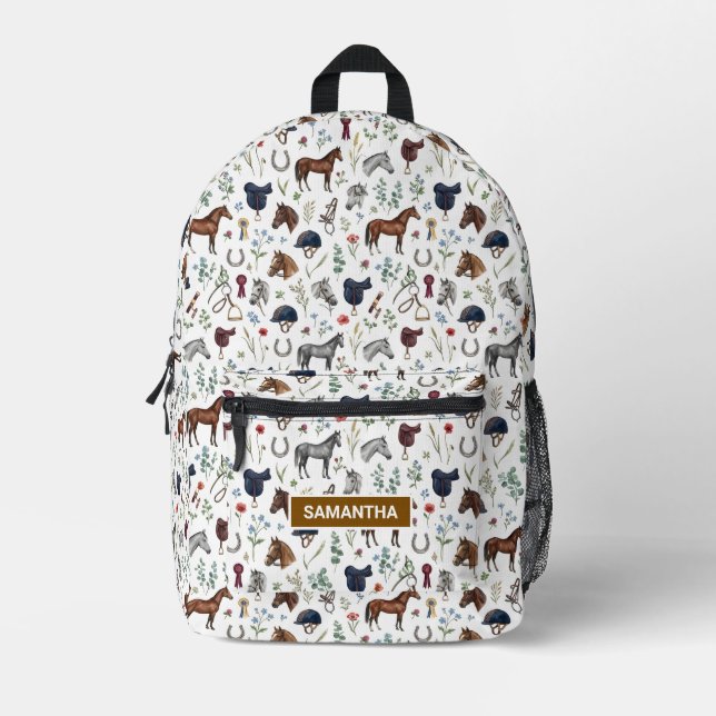 Personalized Horse Lover Printed Backpack (Front)