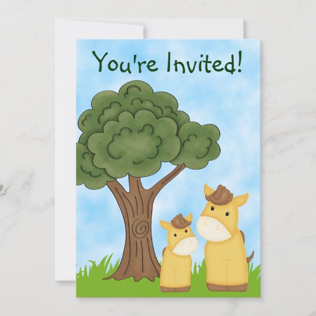Personalized Horse Neutral Baby Shower Invitation (Front)