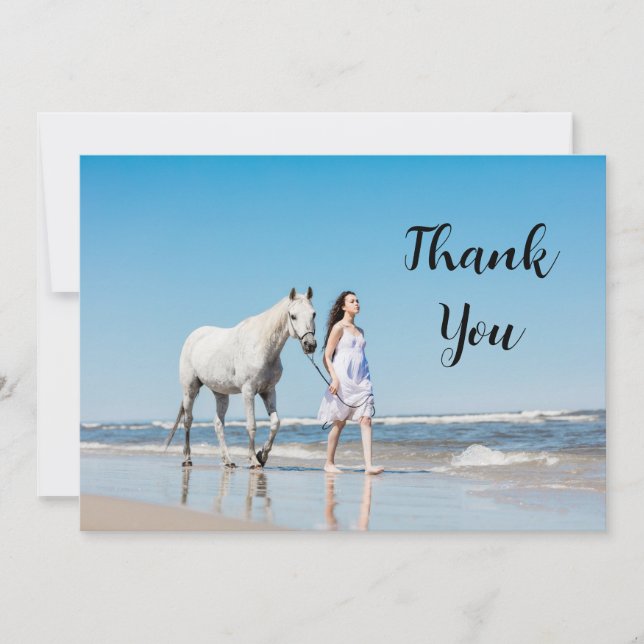 Personalized Horse Owner Photo Equestrian Thank You Card (Front)