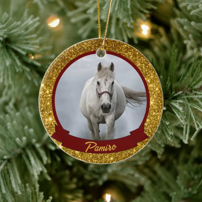 Personalized Horse Pet Ornament Photo Name Year (Tree)