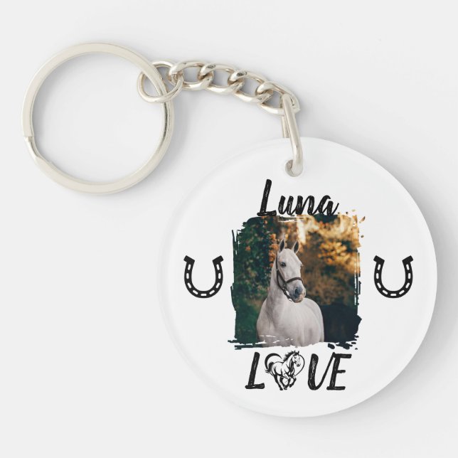 Personalized Horse Photo Equestrian Keychain (Front)