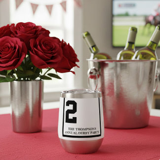Personalized Horse Racing Number 2 White & Black Thermal Wine Tumbler