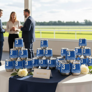 Personalized Horse Racing Number 3 Blue & White  Thermal Wine Tumbler