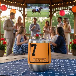 Personalized Horse Racing Number 7 Orange & Black  Thermal Wine Tumbler
