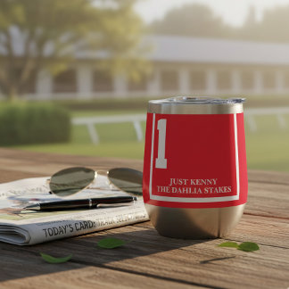 Personalized Horse Racing Saddle Cloth 1 Red Thermal Wine Tumbler