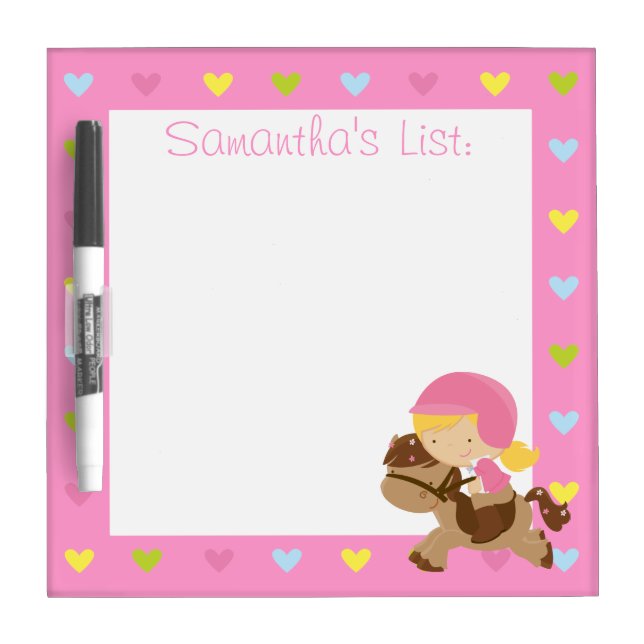 Personalized Horse Riding Hearts Dry-Erase Board (Front)