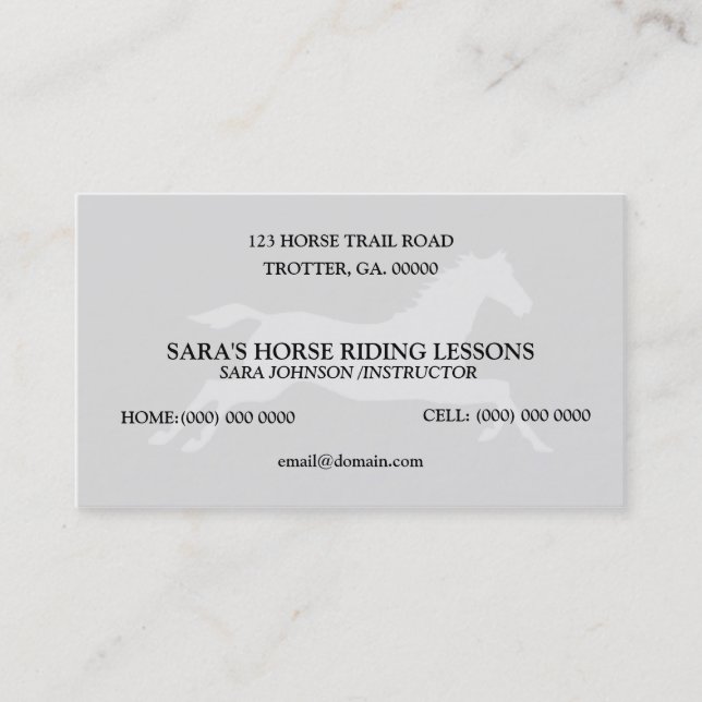 Personalized Horse Riding Instructor Business Card (Front)