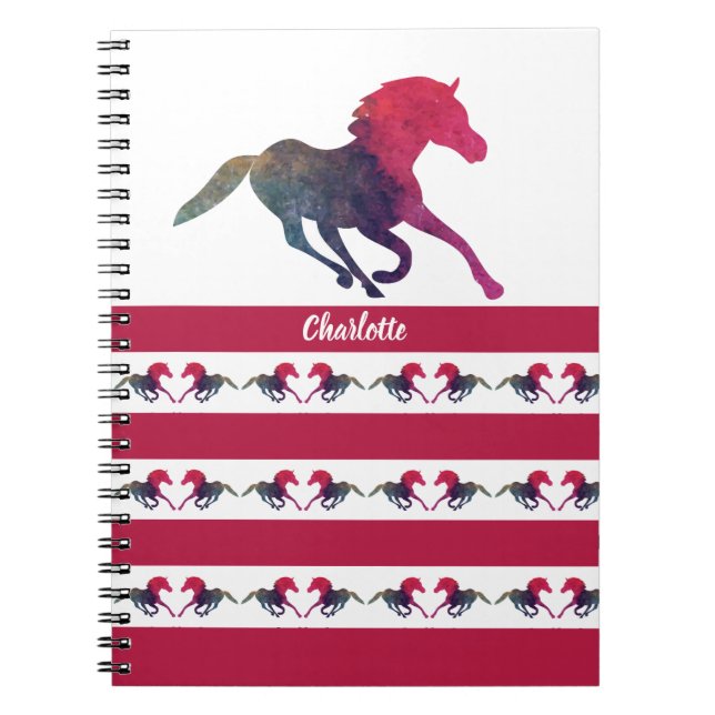 Personalized Horse silhouette cute school girl Notebook (Front)