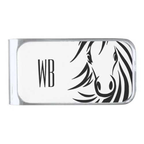 Personalized Horse Silver Finish Money Clip