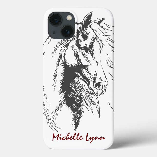 Personalized Horse Sketch Case-Mate iPhone Case (Back)