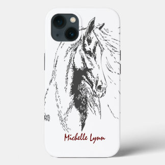 Personalized Horse Sketch iPhone 13 Case