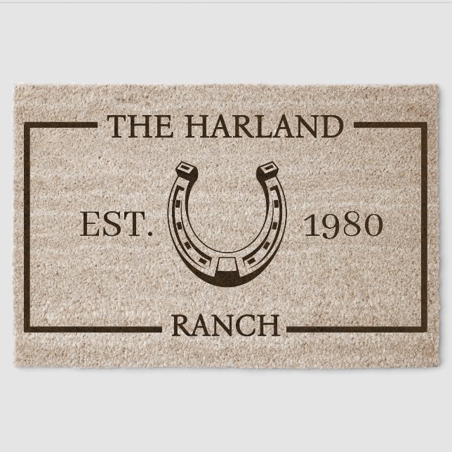 Personalized Horse Stable Doormat - Ranch Welcome Fiber Doormat (Front)