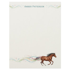 Personalized Horse Stationery Brown Horse & Music