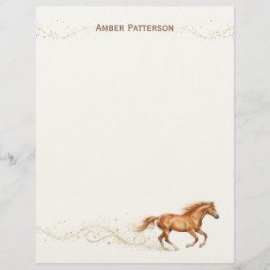 Personalized Horse Stationery Brown Horse Sparkles