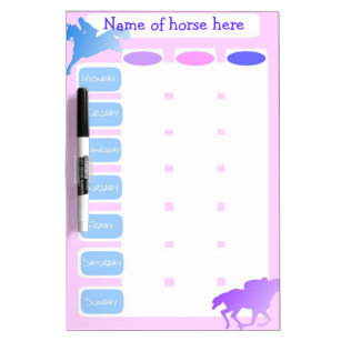 Personalized Horse Timetable equestrian Planner Dry Erase Board