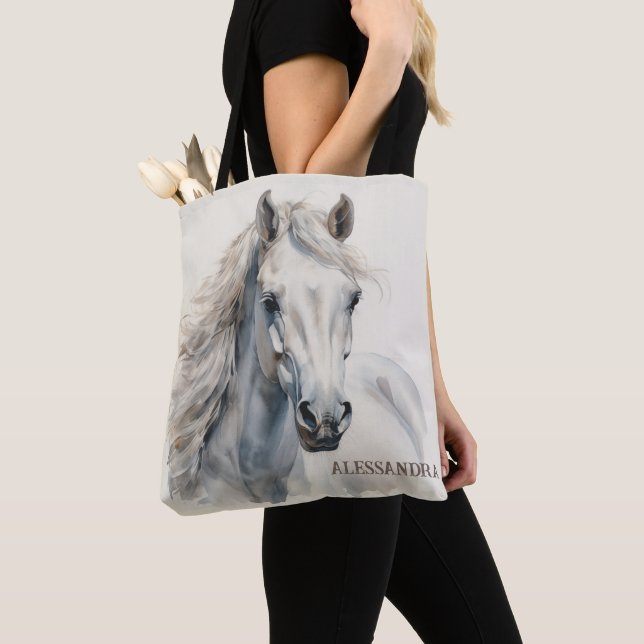Personalized Horse Tote Bag Custom Name Equestrian (Close Up)