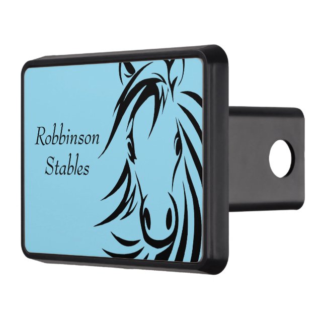 Personalized Horse Trailer Hitch Cover Blue (Left)
