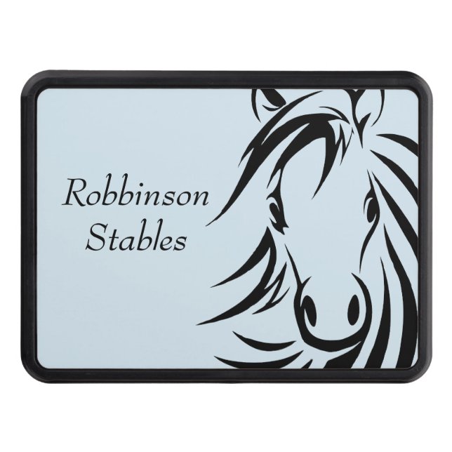 Personalized Horse Trailer Hitch Cover Blue (Front)