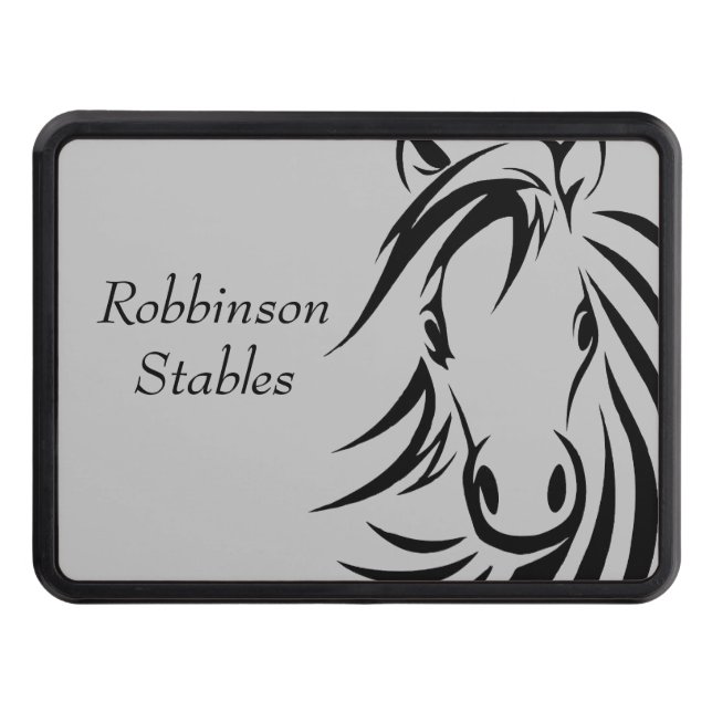 Personalized Horse Trailer Hitch Cover Gray (Front)