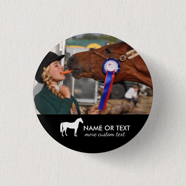 Personalized Horseback Riding Equestrian Photo Button (Front)